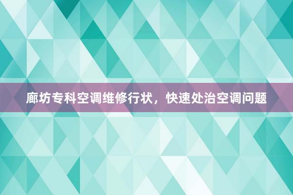 廊坊专科空调维修行状，快速处治空调问题