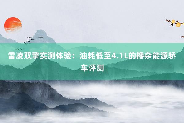 雷凌双擎实测体验：油耗低至4.1L的搀杂能源轿车评测